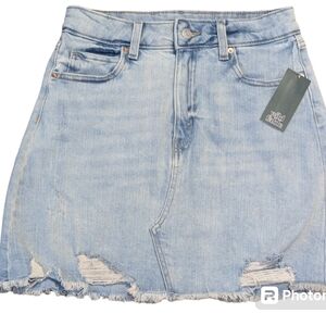 Wild Fable Blue Jean Denim Destress Mini Skirt High Waisted New With Tags Size 4